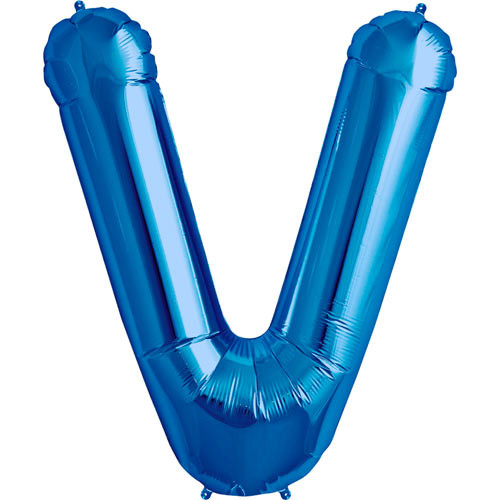 34 inch Blue Letter V Foil Balloon (1)