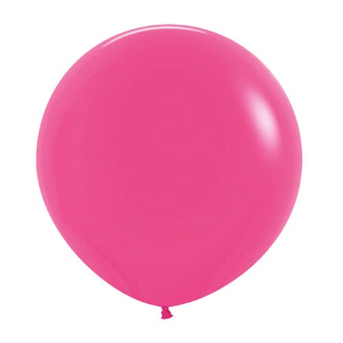 A bright pink fuchsia balloon with a diameter of 24", manufactured by Sempertex.