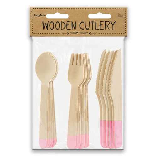 Light Pink Wooden Cutlery (18pc.)