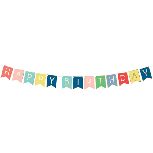 Happy Birthday Multicolour Paper Pennant Garland - 1.75m (1)