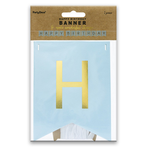 Happy Birthday Light Blue Paper Pennant Garland - 1.75m (1)