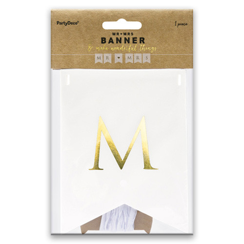 Mr Mrs White & Gold Paper Pennant Garland - 85cm (1)