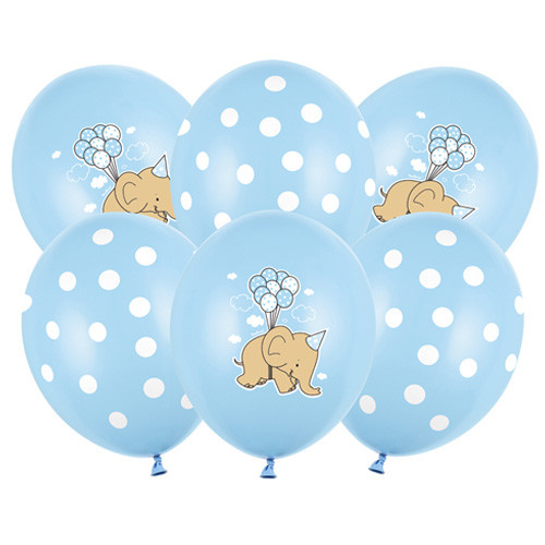 12 inch Elephant Pastel Blue Latex Balloons (6)