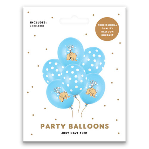 12 inch Elephant Pastel Blue Latex Balloons (6)