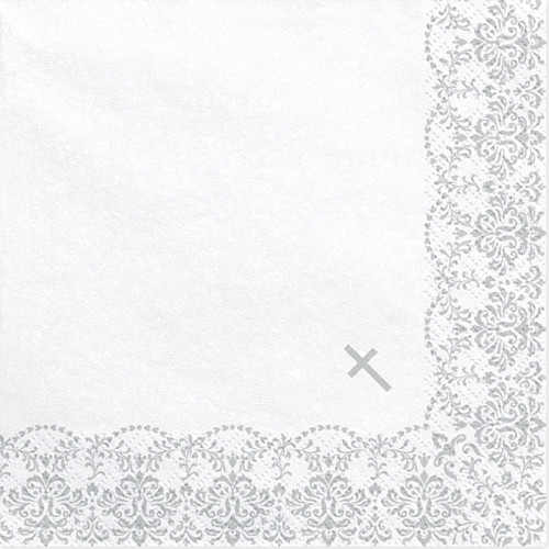 Silver First Communion Paper Napkins (20)