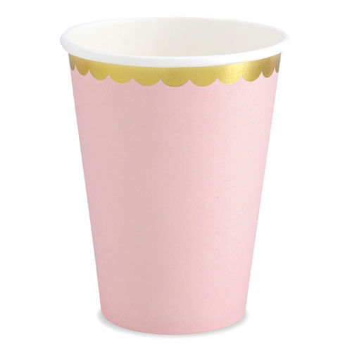 Light Pink & Gold Scalloped Paper Cups (6)