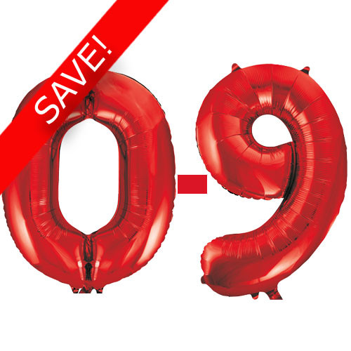 34 inch Unique Red Numbers Starter Kit - 36 Balloons