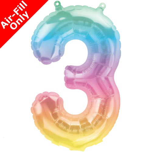 16 inch Jelli Pastel Ombre Number 3 Foil Balloon (1)