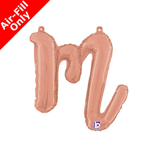 Air-Fill Rose Gold Script Letter M Foil Balloon (1)