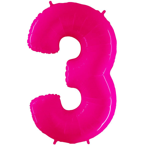 40 inch Fluorescent Pink Number 3 Foil Balloon (1)