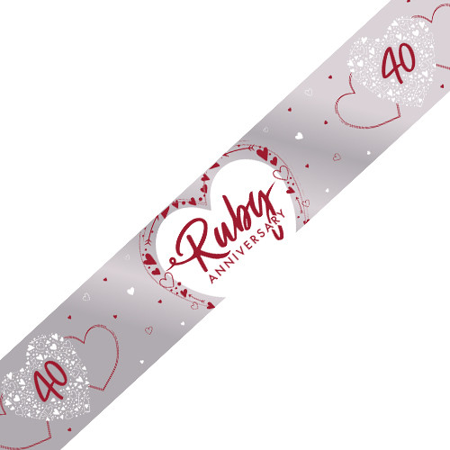 Ruby Anniversary Hearts Foil Banner - 2.74m (1)