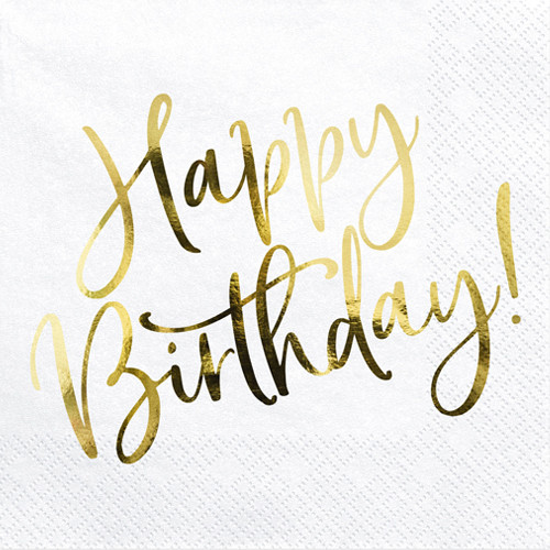 Happy Birthday Gold Script Paper Napkins (20)