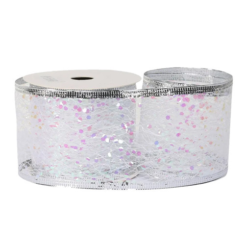 2.5 Champagne Mega Glitter Net Ribbon