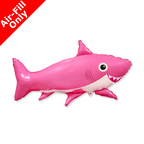 14 inch Happy Pink Shark Foil Balloon (1) - UNPACKAGED