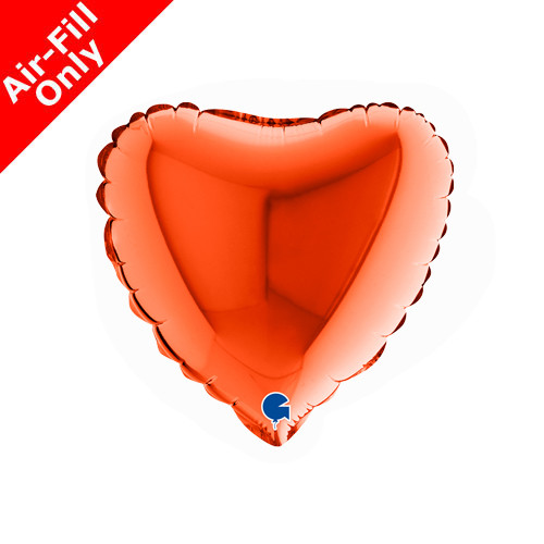 9" Orange Heart Foil Balloon (1) - UNPACKAGED