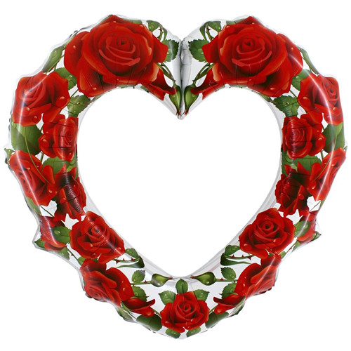 42 inch Red Roses Heart Frame Foil Balloon (1)