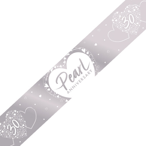Pearl Anniversary Hearts Foil Banner - 2.74m (1)
