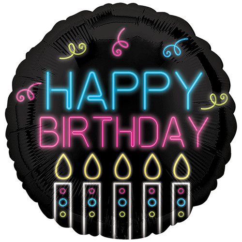 18 inch Happy Birthday Neon Foil Balloon (1)