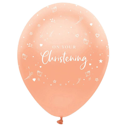 12 Inch On Your Christening Rose Gold Latex Balloons (6) 12 Inch On Your Christening Rose Gold Latex Balloons (6)