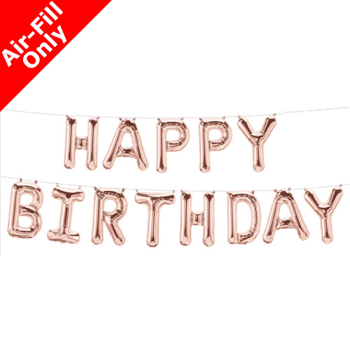 14 inch Happy Birthday Rose Gold Foil Balloon Banner Pack (1)