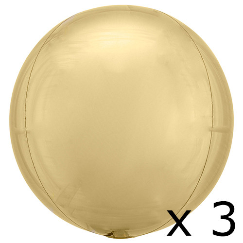 Pack of 3 16" Orbz White Gold Foil Balloons (3) - UNPACKAGED