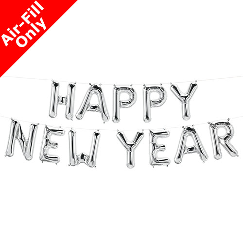 HAPPY NEW YEAR - 16 inch Silver Foil Letter Balloon Kit (1)