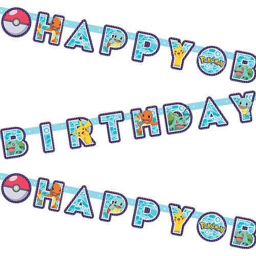 Pokemon Happy Birthday Letter Paper Banner - 2.18m (1)