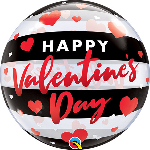 22 inch Valentine's Day Black Stripes Bubble Balloon (1)