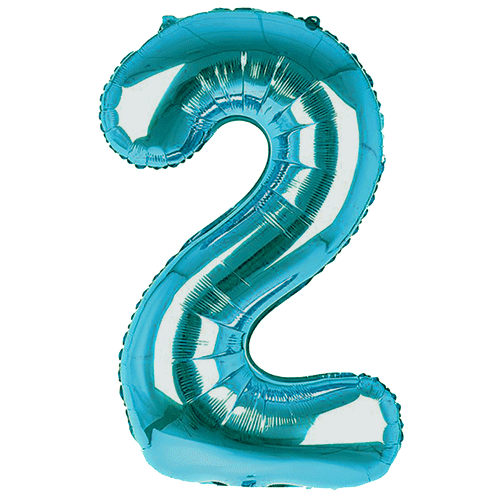 34 inch Aqua Blue Number 2 Foil Balloon (1)