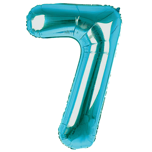 34 inch Aqua Blue Number 7 Foil Balloon (1)