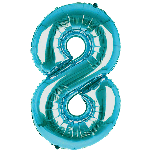 34 inch Aqua Blue Number 8 Foil Balloon (1)