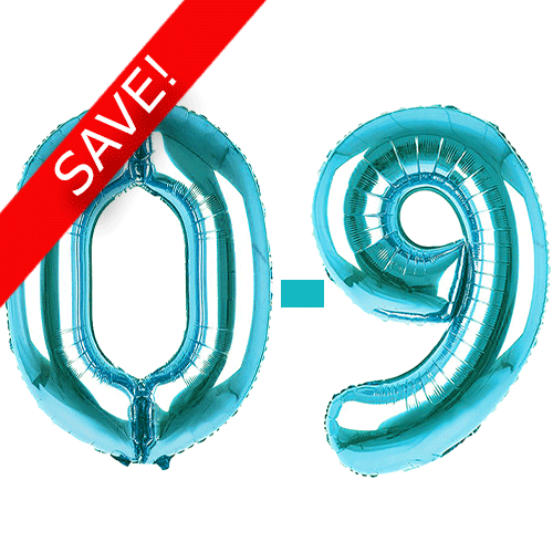 34 inch Aqua Blue Numbers Starter Kit - 36 Balloons