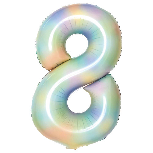 34 inch Pastel Rainbow Number 8 Foil Balloon (1)