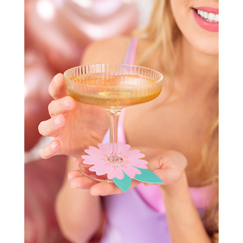 Flowers Drinking Glass Place Cards (10)