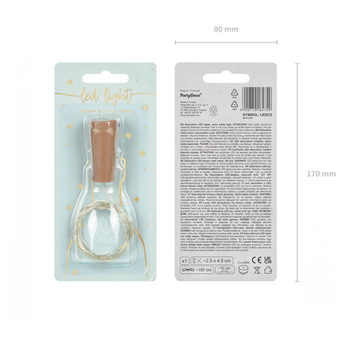 Warm White LED Bottle Cork Lights - 20 Light Set (1)