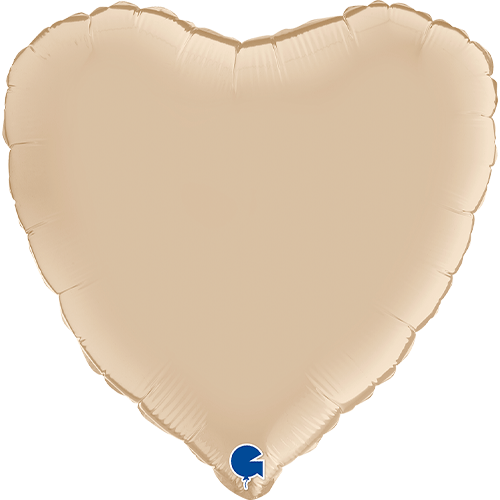 18" Cream Satin Heart Foil Balloon (1) - UNPACKAGED