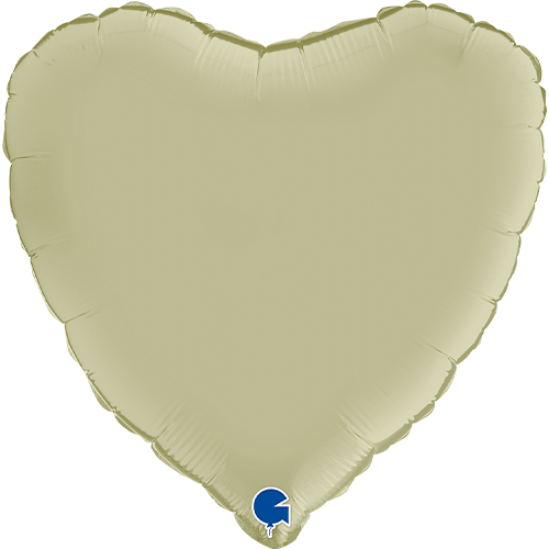 18" Olive Satin Heart Foil Balloon (1) - UNPACKAGED