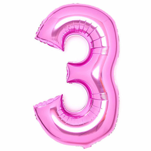 34 inch Amscan Pink Number 3 Foil Balloon (1)