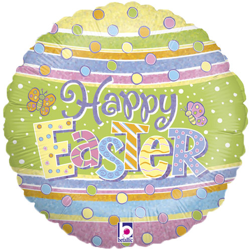 18 inch Happy Easter Pastel Holographic Foil Balloon (1)