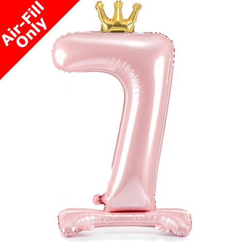 33 inch Light Pink Crown Number 7 Standing Foil Balloon (1)