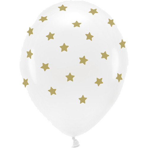 12 inch Gold Stars Eco Latex Balloons (6)