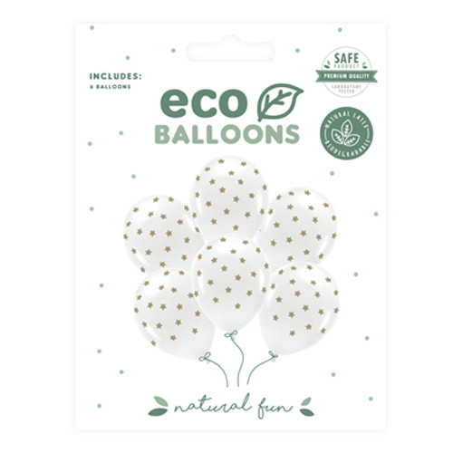 12 inch Gold Stars Eco Latex Balloons (6)