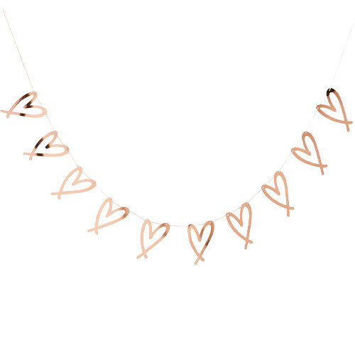 Rose Gold Heart Paper Garland - 2m (1) Rose Gold Heart Paper Garland - 2m (1)