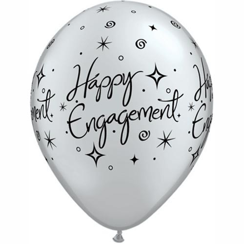 11 inch Silver Engagement Elegant Sparkles Latex Balloons (6)