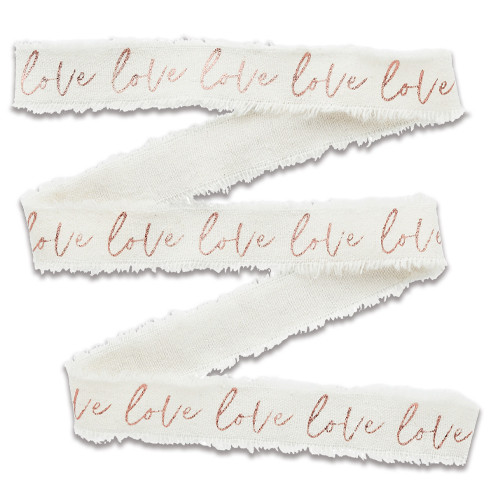 Love Cream & Rose Gold Cotton Ribbon - 25mm x 5m (1)