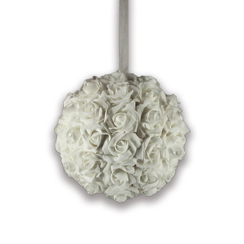 30cm White Hanging Rose Ball (1)