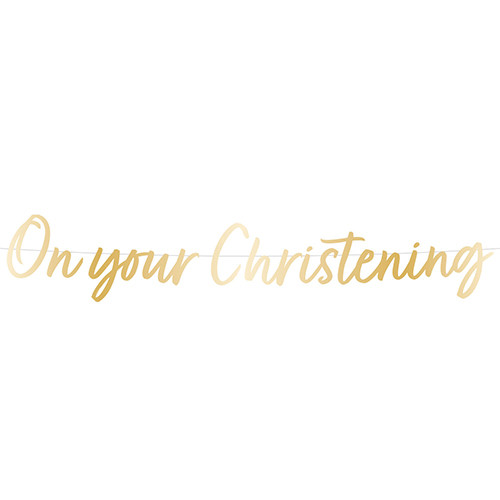 On Your Christening Golden Letter Paper Banner - 1.6m (1)