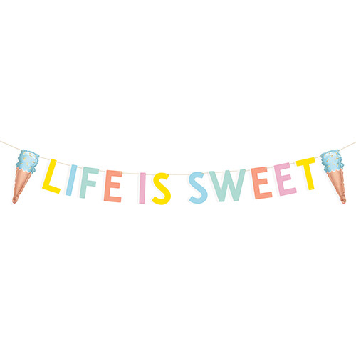 Pastel Ice Cream Life Is Sweet Paper Letter Banner - 6ft. (1)