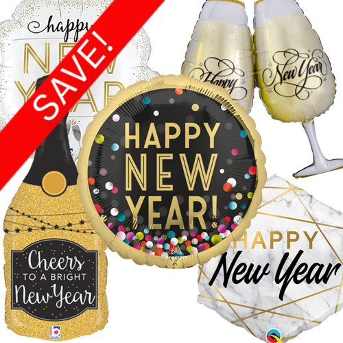 New Year Foil Supershape Pack (25 Balloons)