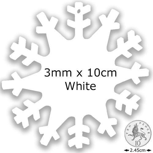 White Acrylic Snowflake - 3mm x 10cm (1 hole) (1)
